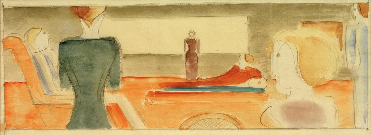 Interieur met zes figuren I door Oskar Schlemmer
