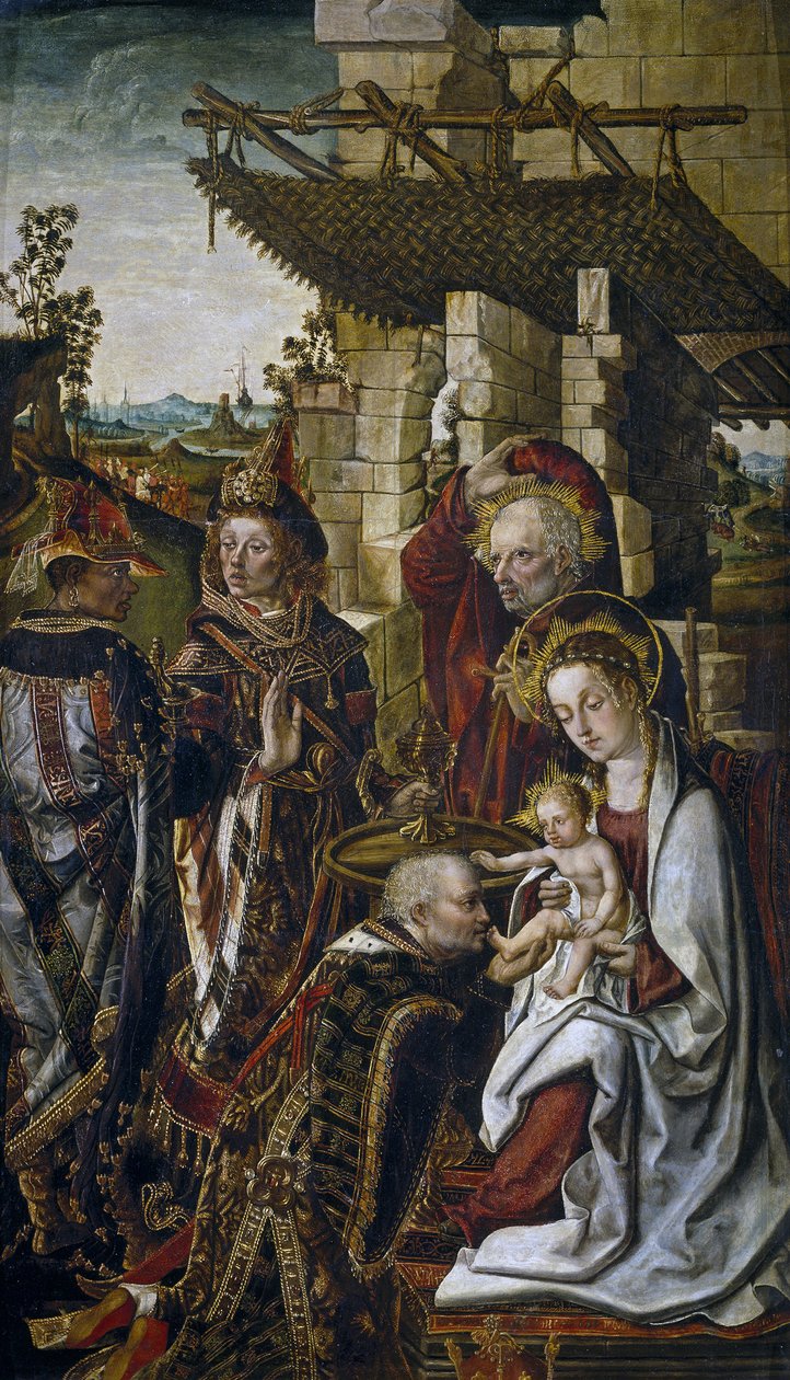 De Aanbidding der Wijzen, ca. 1490-1499 door Osona