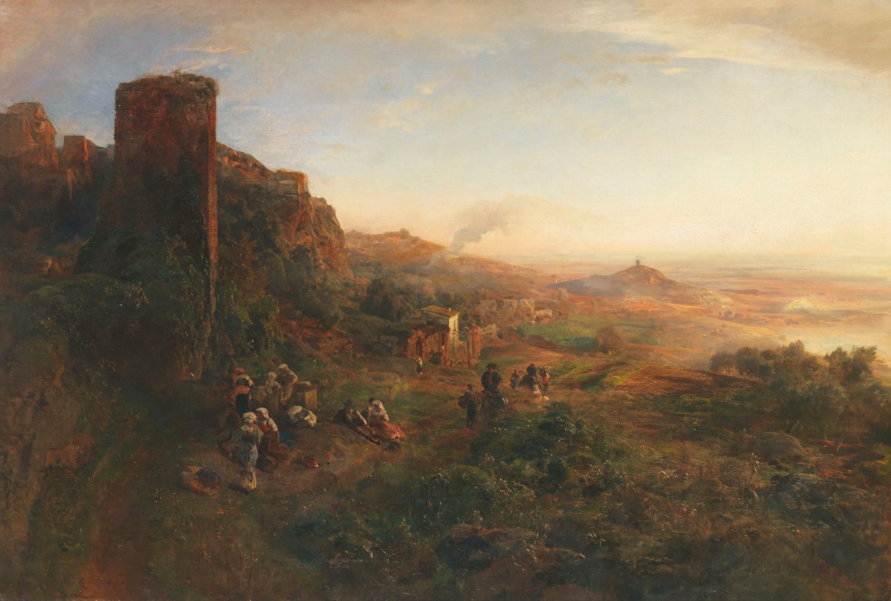 Oswald Achenbach Avondstemming in de Albanese heuvels door Oswald Achenbach
