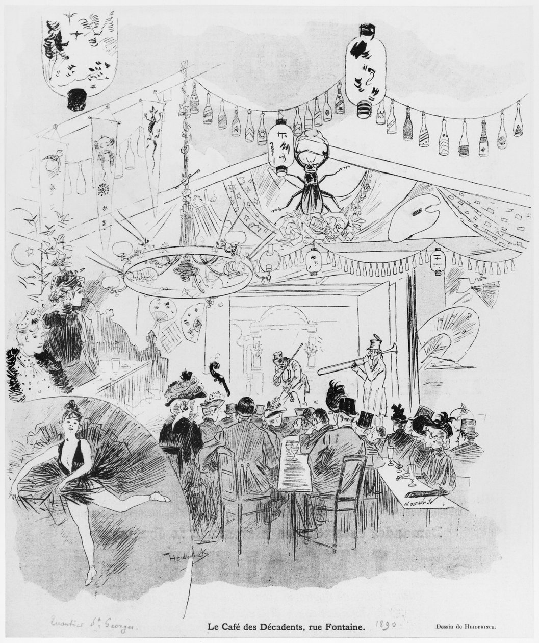 Cafe des Decadents, 16bis rue Fontaine, Parijs, 1890 door Oswald Heidbrinck