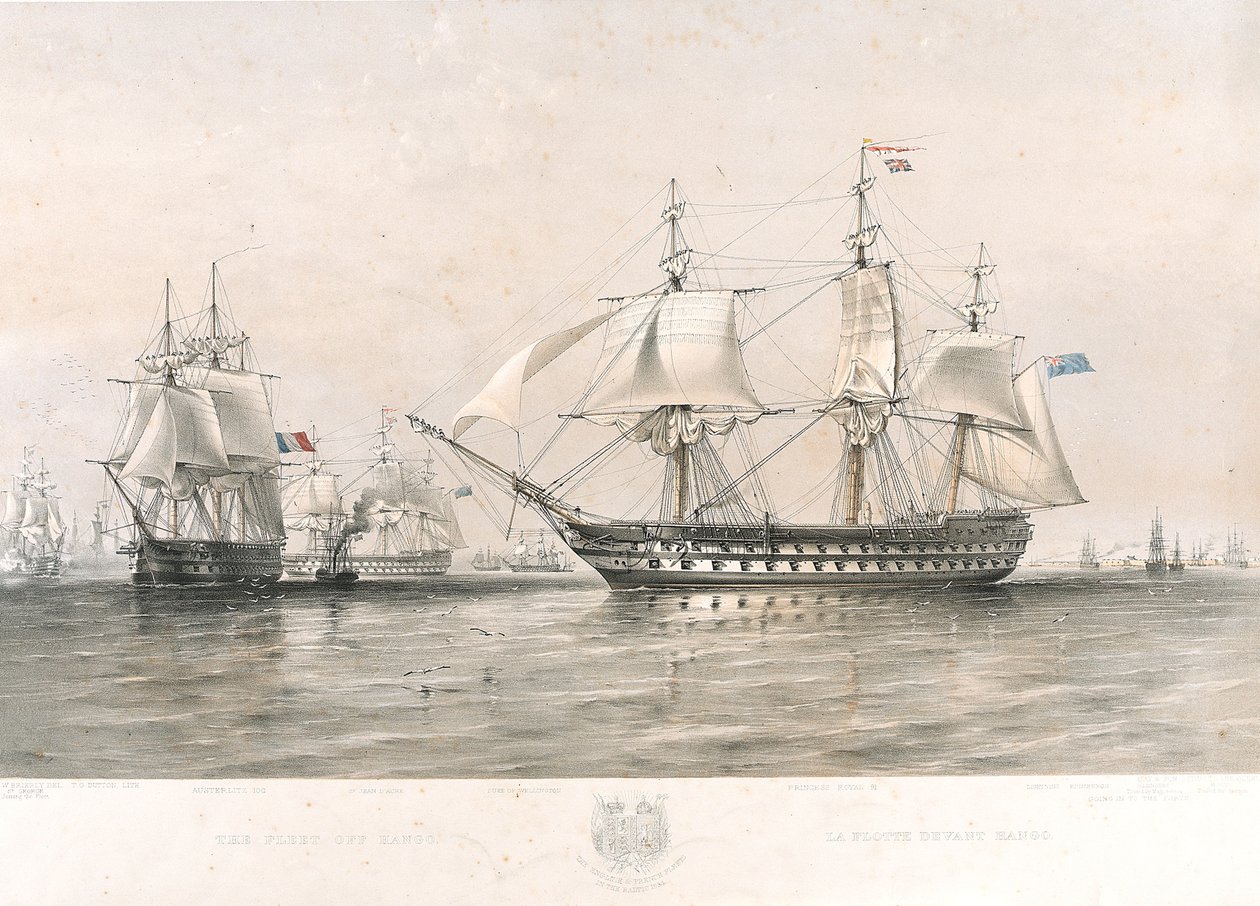 De Engelse en Franse vloten in de Oostzee door Oswald Walters (after) Brierly