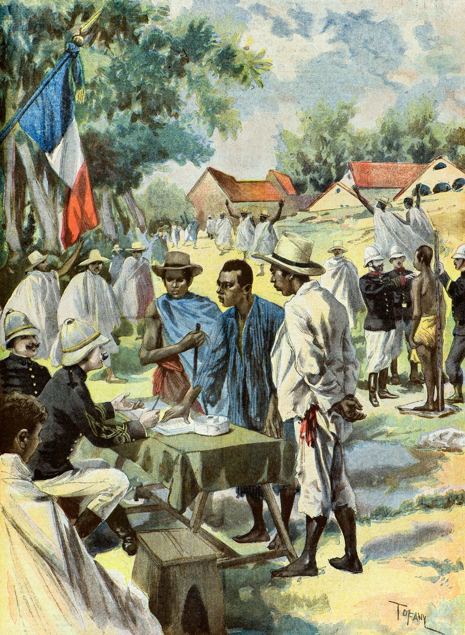 Inlijving van burgers in het Franse leger door Oswaldo Tofani