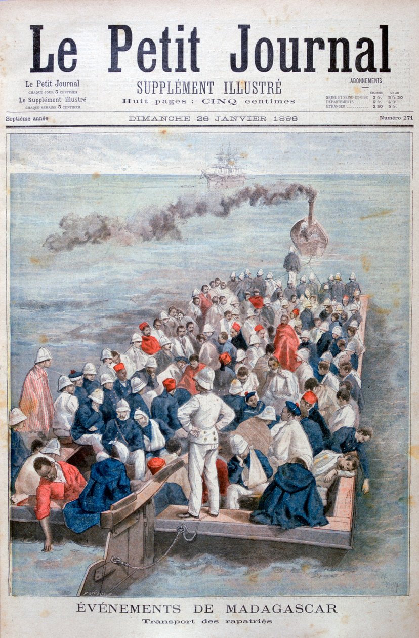 Gebeurtenissen in Madagaskar: De repatriëring van Franse troepen, 1896 door Oswaldo Tofani