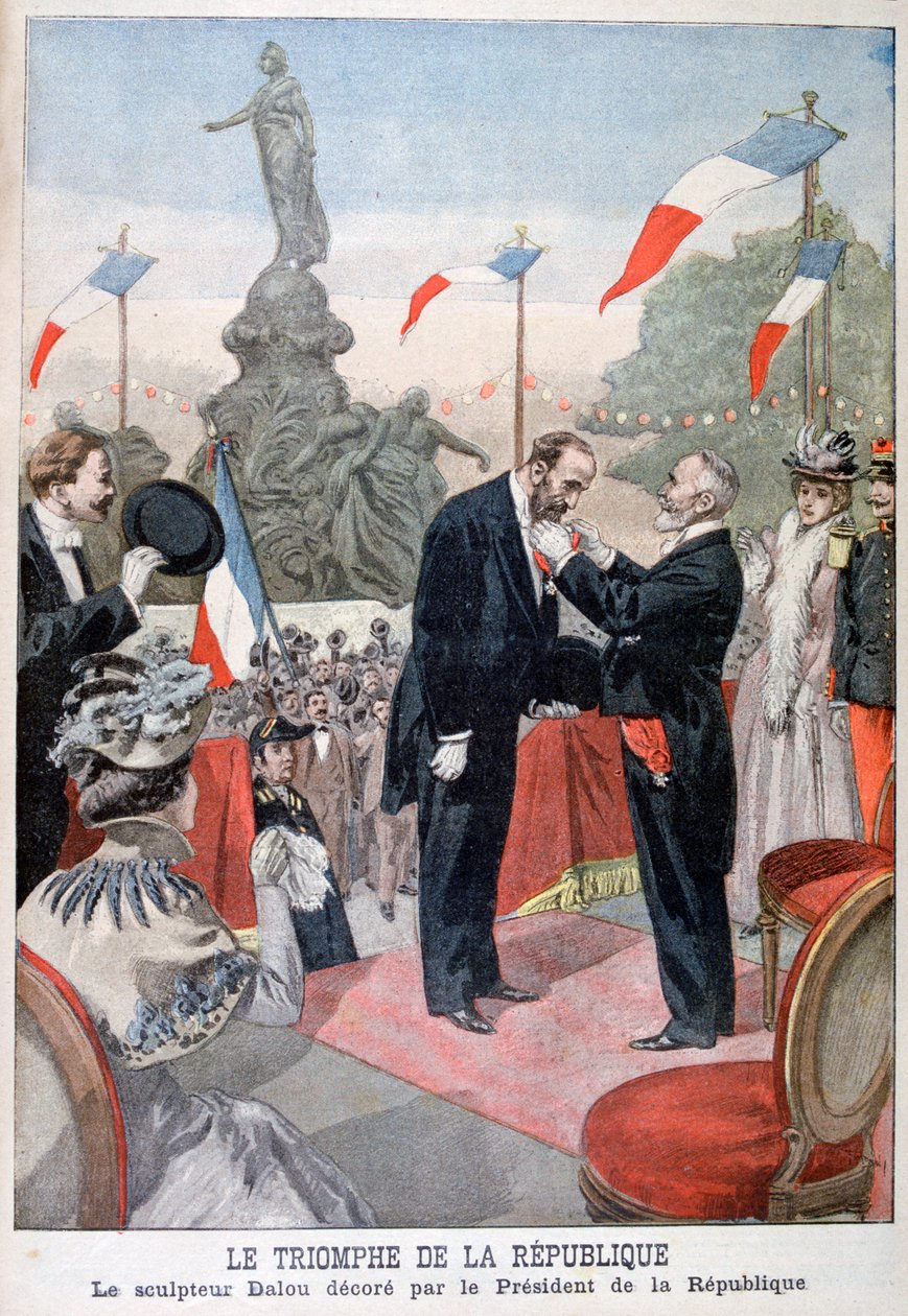 Jules Dalou wordt onderscheiden met de medaille van het Legioen van Eer door Emile Loubet, 1899 door Oswaldo Tofani