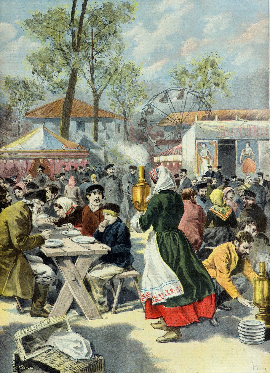 volksbanket in rusland op de dag van de kroning van nicolaas 2 door Oswaldo Tofani