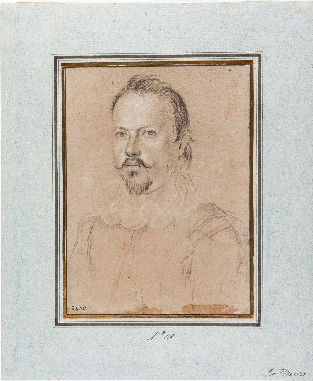 Portret van Vincent I van Gonzaga, Hertog van Mantua (1562-1612) Tekening door Ottavio Leoni (1578-1630) Genes, Musei di Strada Nuova, inv 2440 door Ottavio Mario Leoni