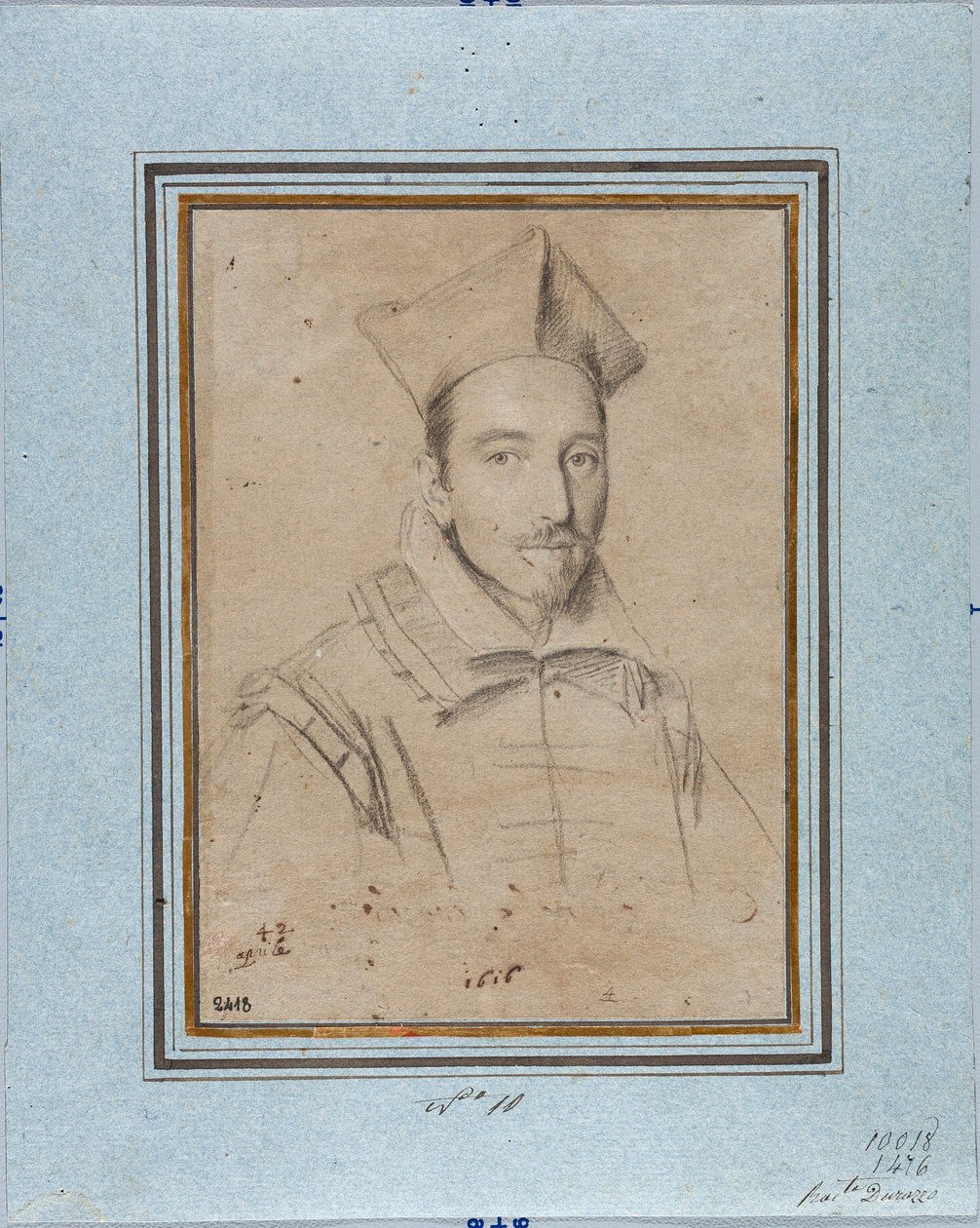 Portret van prelaat waarschijnlijk kardinaal Francesco Maria Bourbon Del Monte Santa Maria (1549-1627) Tekening door Ottavio Leoni (1578-1630) 1616 Genua, Musei di Strada Nuova, Fondo Disegni, inv 2418 door Ottavio Mario Leoni