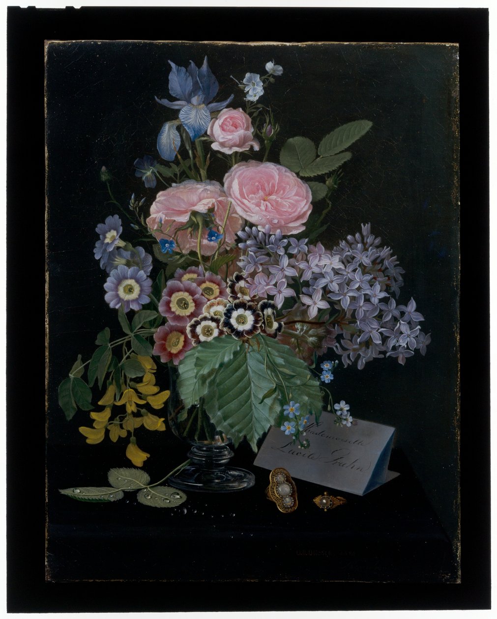 Een stilleven van bloemen in een glazen vaas door Otto Didrik Ottesen