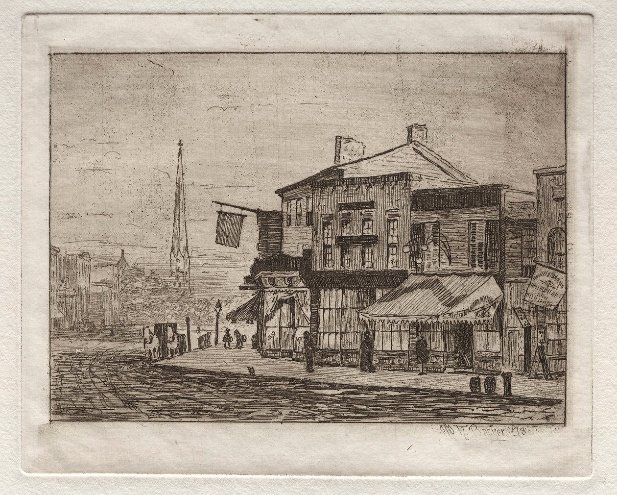 Cleveland, Woodland Avenue en Eagle Street, 1878 door Otto H. Bacher