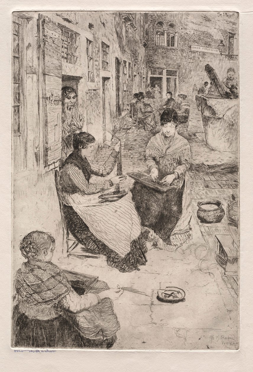 Etsen van Venetië: Kralenrijgers, 1882 door Otto H. Bacher