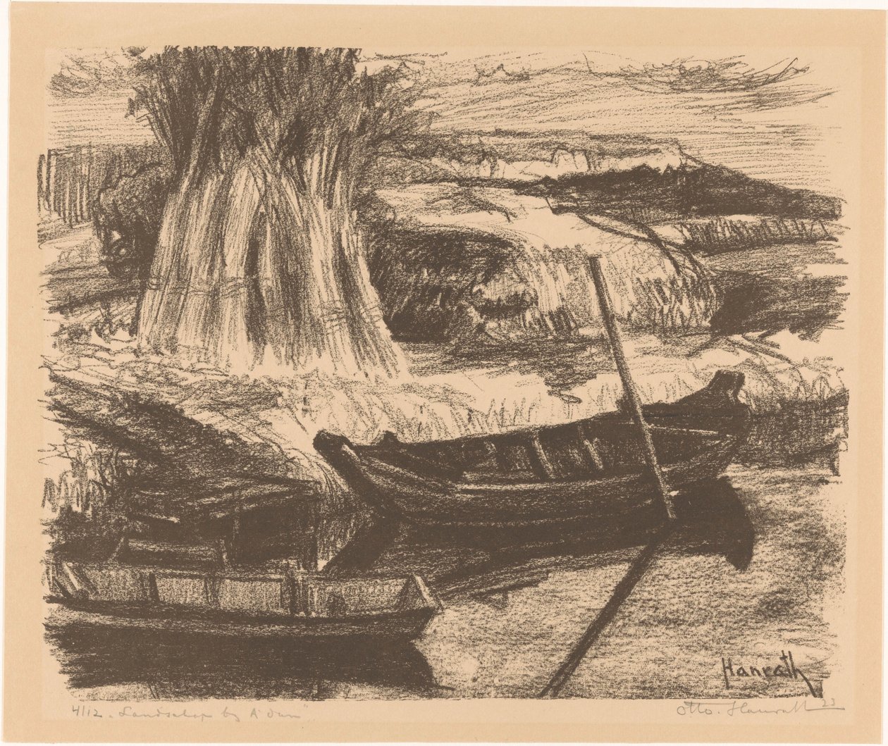 Landschap bij Amsterdam door Otto Hanrath (signed by artist)