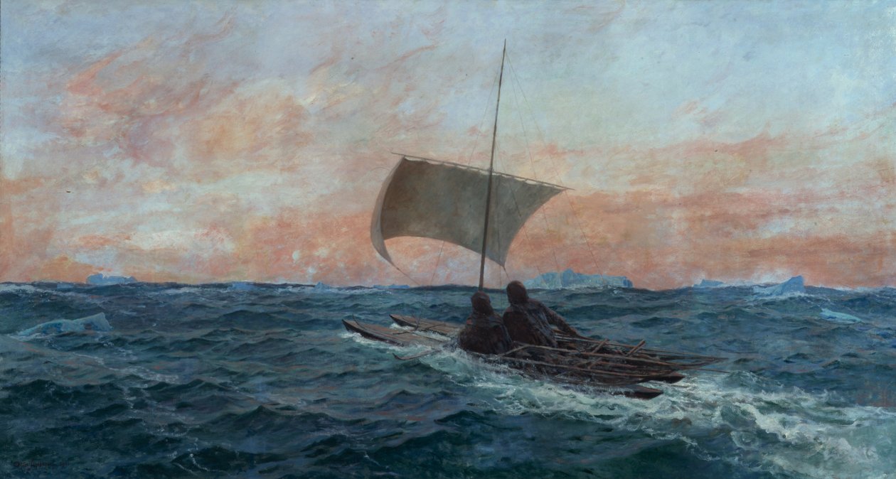 Nansen en Johansen van de Noordelijke IJszee door Otto Ludvig Sinding