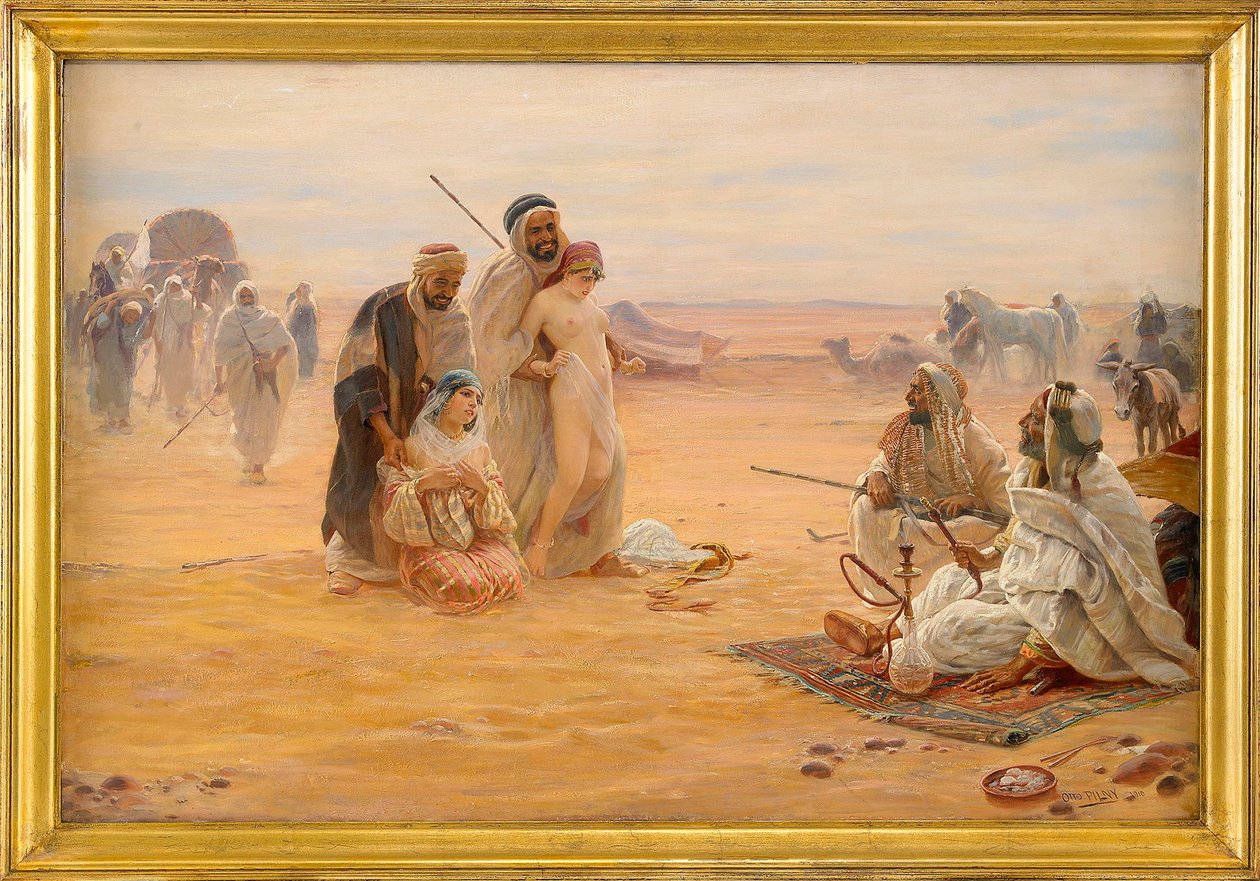 Le marché aux esclaves - De slavenmarkt - Schilderij door Otto Pilny (1866-1936), Olieverf op doek 1910 (80x120cm) - Privécollectie door Otto Pilny