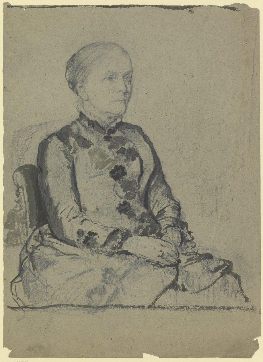 Portret van Amalie Scholderer, de schoonzus van de kunstenaar door Otto Scholderer