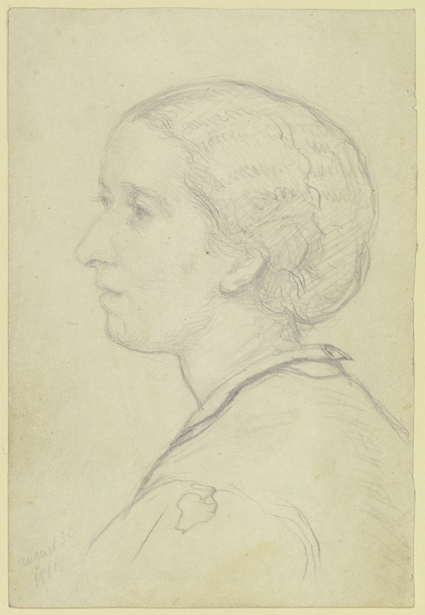 Portret van Luise Steuerwaldt, de toekomstige vrouw van de kunstenaar, in linkerprofiel door Otto Scholderer