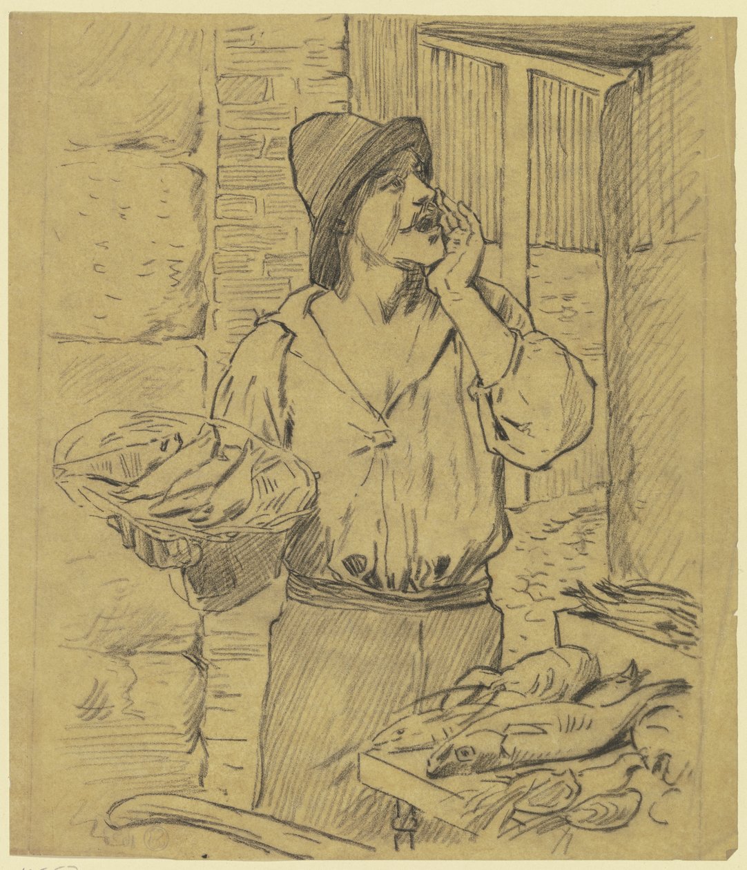Visverkoper door Otto Scholderer