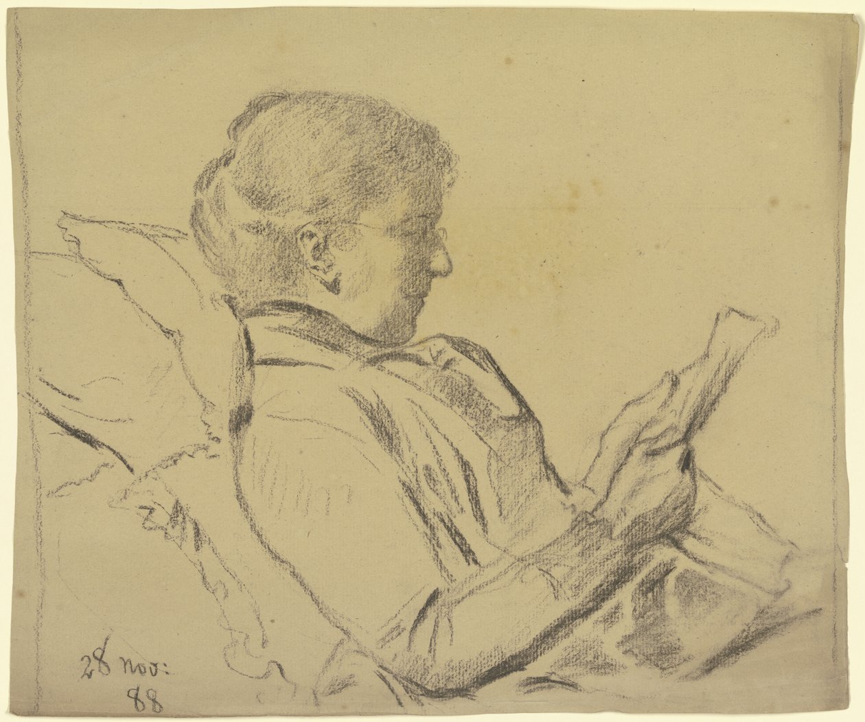 Luise Scholderer, terwijl ze de krant leest door Otto Scholderer