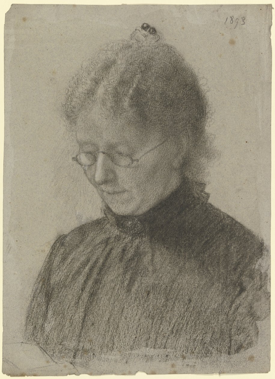 Luise Scholderer lezend door Otto Scholderer