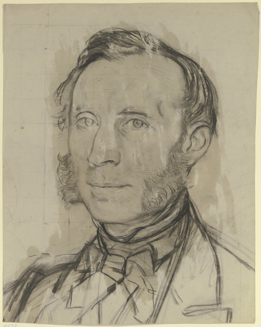 Portret van een man met bakkebaarden door Otto Scholderer