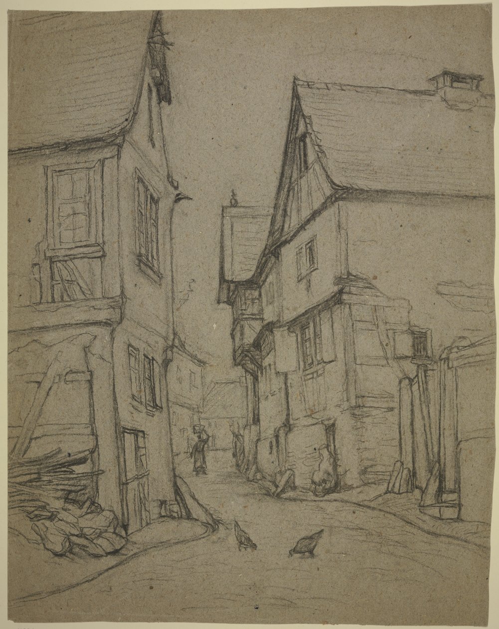 Dorpsweg in Kronberg door Otto Scholderer