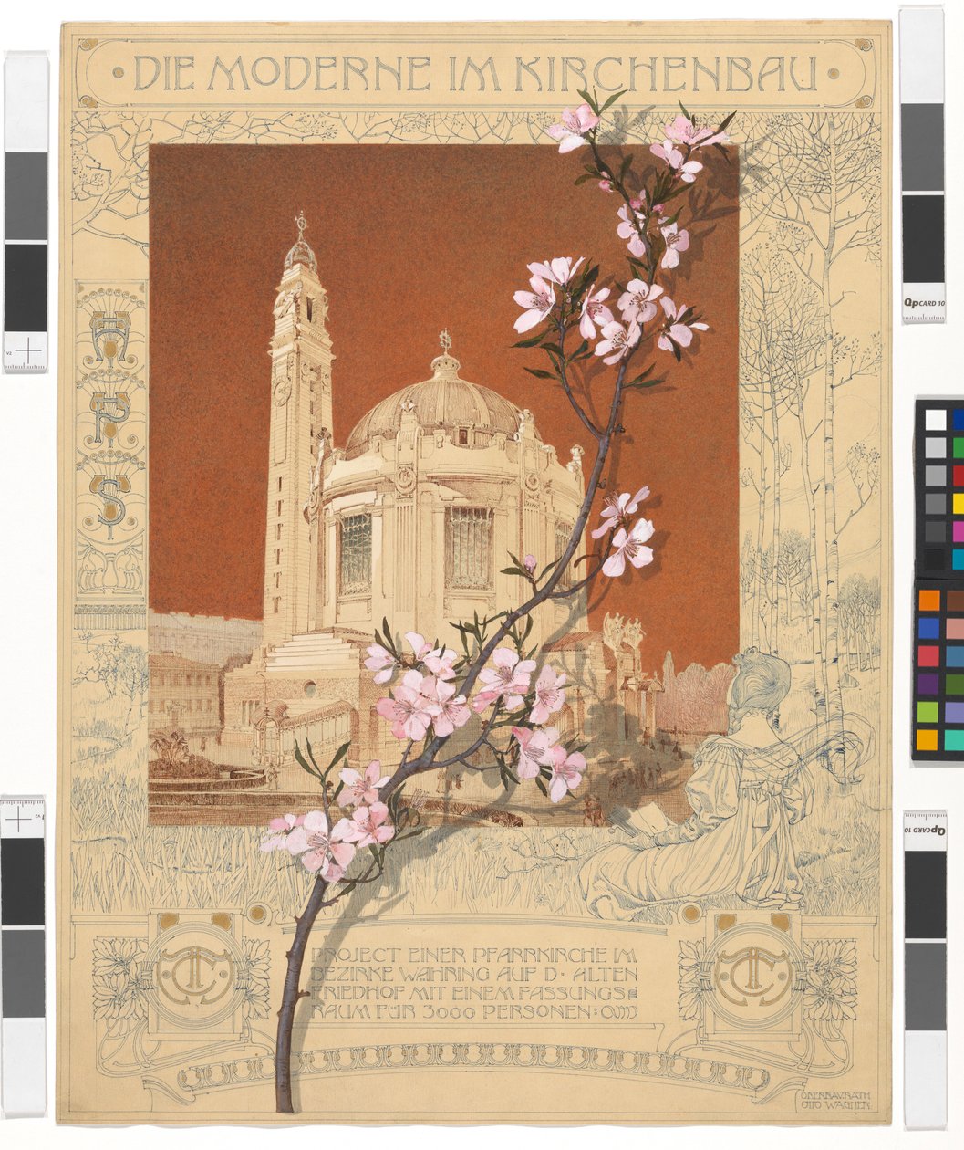 Parochiekerk in Währing, illustratie «De moderniteit in de kerkbouw» door Otto Wagner