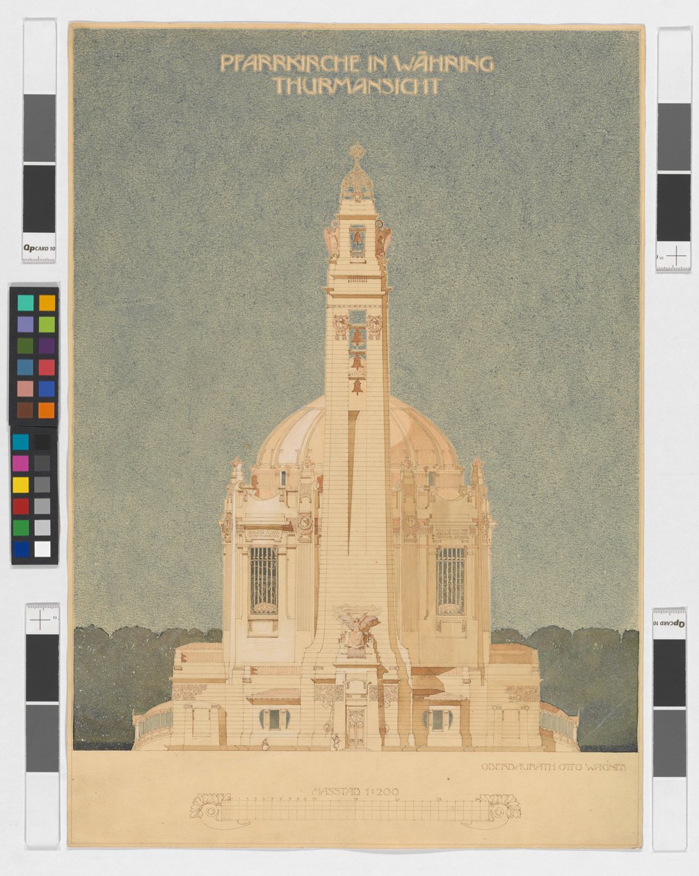 Parochiekerk in Währing, torenaanzicht door Otto Wagner