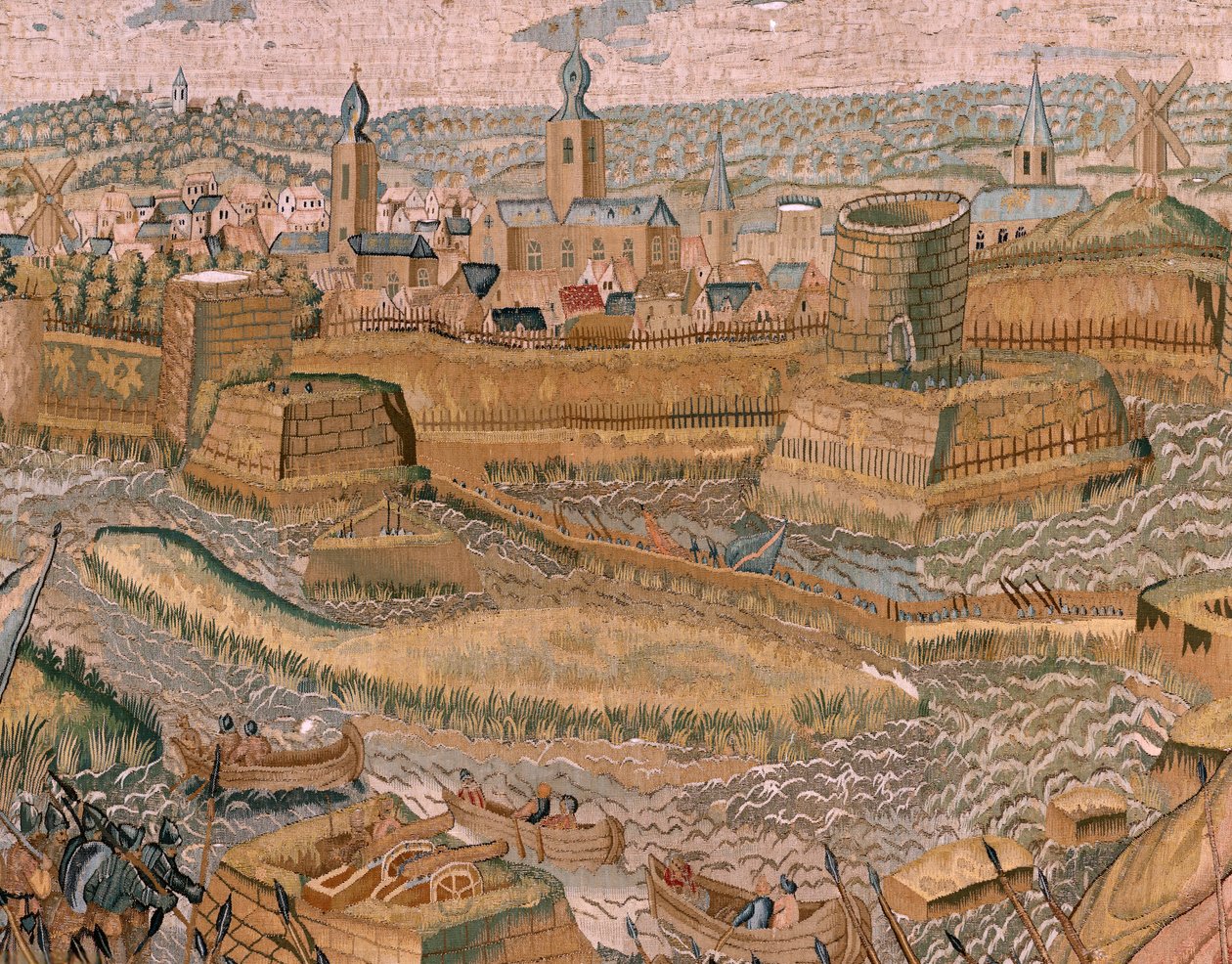 Vlaamse wandtapijt. Serie Triomfen en veldslagen van Aartshertog Albert. Aanval en verovering van het versterkte slagveld van Hulst. Zesde wandtapijt in de serie. Model Otto van Veen en Hans I Snellinck. door Otto van Veen