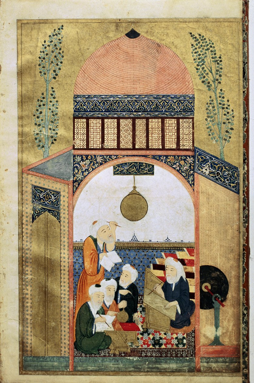 Een lezing over astronomie, vier wetenschappers met hun meester, ca. 1418 door Ottoman School