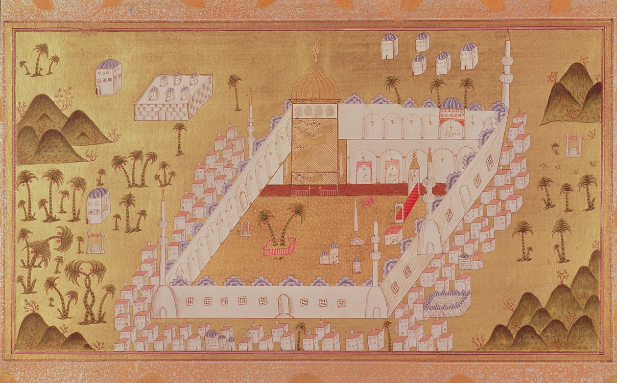 MS 447 Uitzicht op Medina en moskee van de Profeet Mohammed door Ottoman School