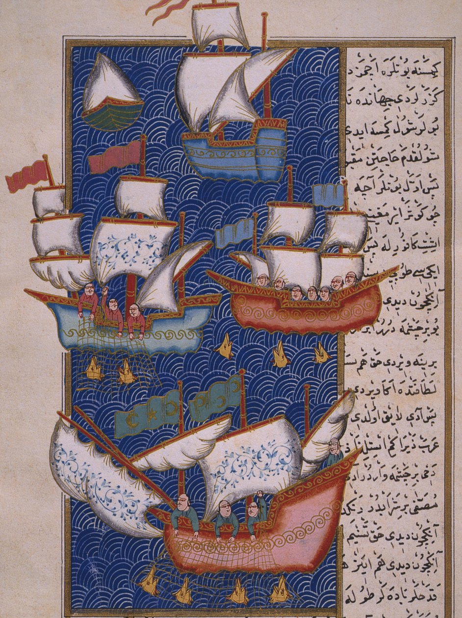 Vissers met netten door Ottoman School