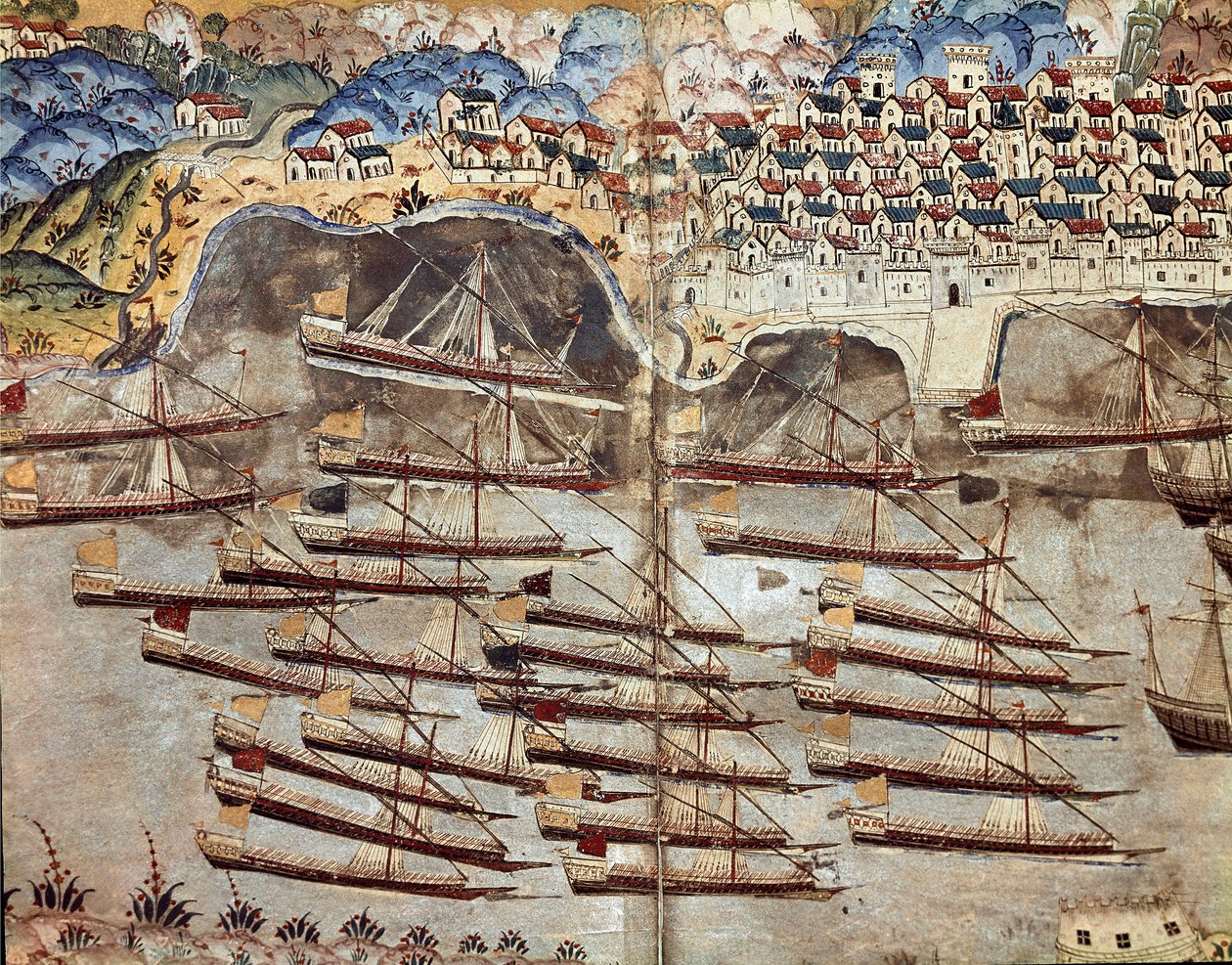 Ottomaanse Rijk: voorstelling van de vloot van Barberossa door Ottoman School