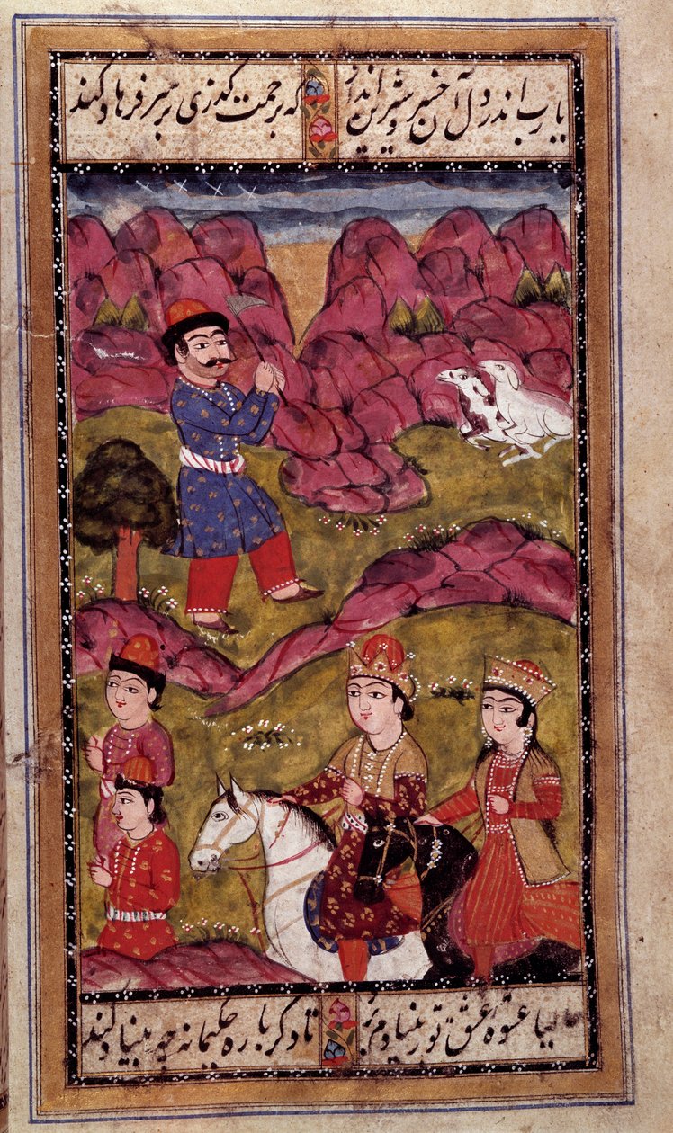 Ottomaanse kunst: paardrijden van een prins. Turkse manuscriptpagina. 16e eeuw. Privécollectie door Ottoman School