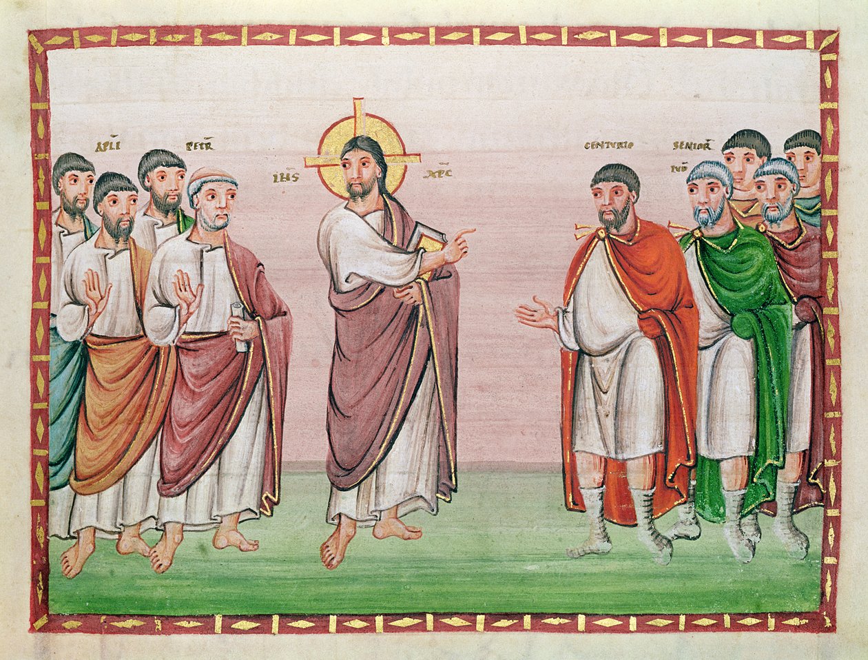 Ms. 24 Jezus en de kapitein van Kafarnaüm, uit de Codex Egberti, ca. 980 door Ottonian
