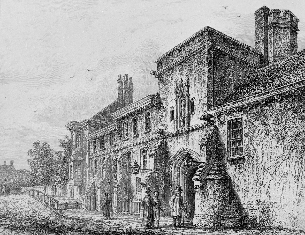 College Gate en Wardens Lodge Winchester, ca. 1830 door Owen Brown Carter