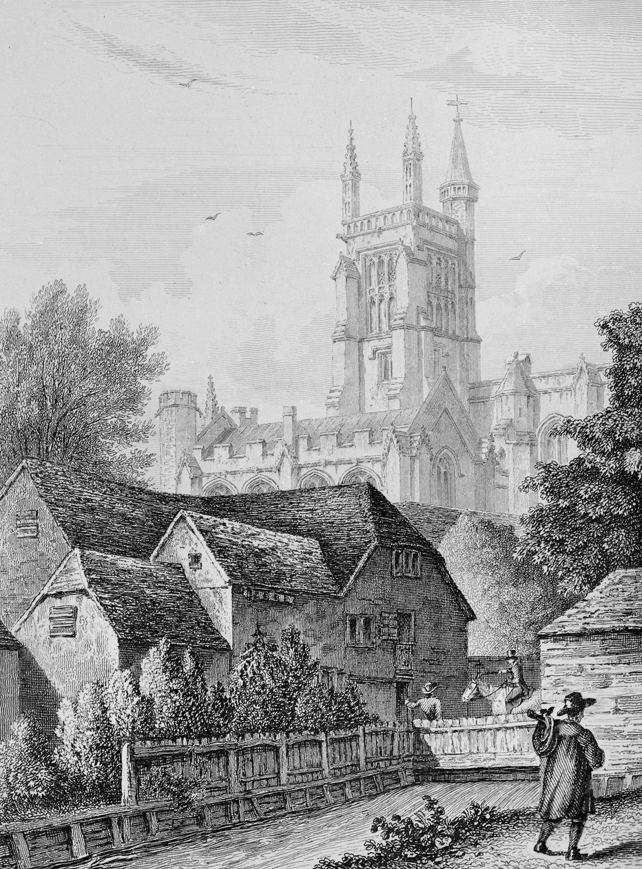 College Tower, Bibliotheek en Molen Winchester, ca. 1830 door Owen Brown Carter