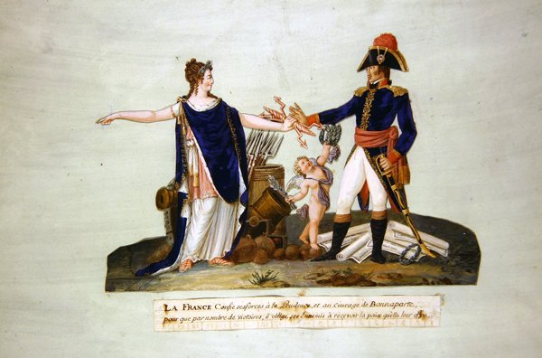 Frankrijk vertrouwt haar krachten toe aan de voorzichtigheid en de moed van Bonaparte door P. A. and J.B. Lesueur