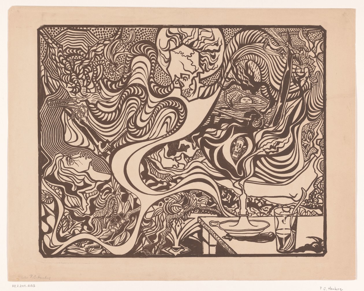 Zonder titel (Symbolistische hallucinatoire scène) door P.C. Hamburg (possibly)