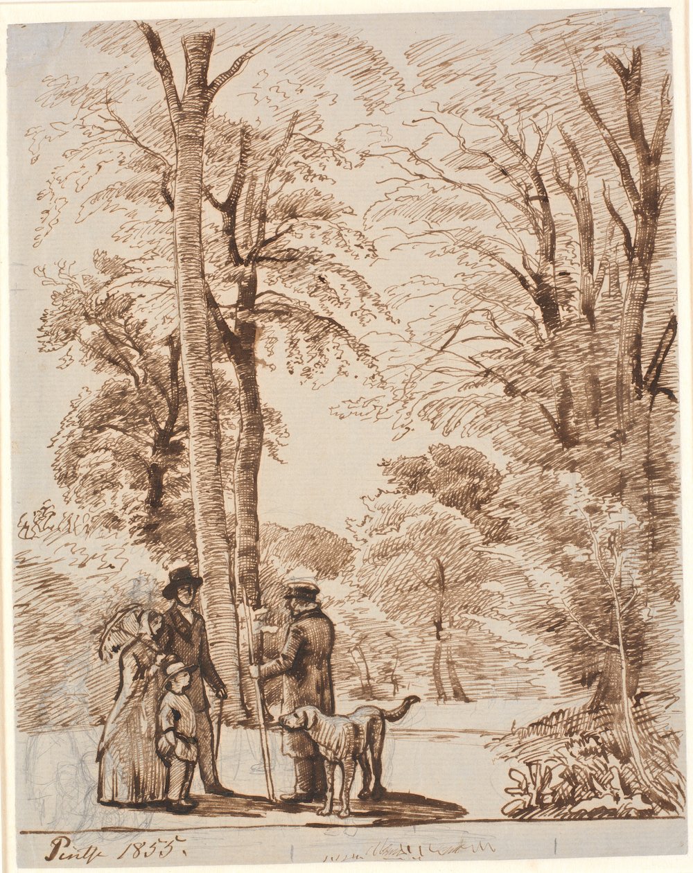 Bosweg met figuren. Islinge door P.C. Skovgaard