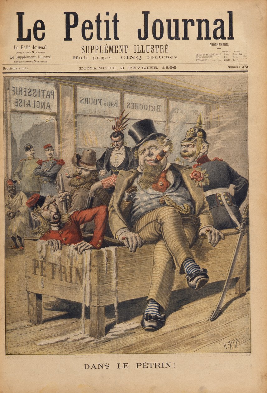 In de War!, illustratie uit Le Petit Journal, gegraveerd door Henri Meyer (1844-91) 2 februari 1896 door P.H.G.V. Michel