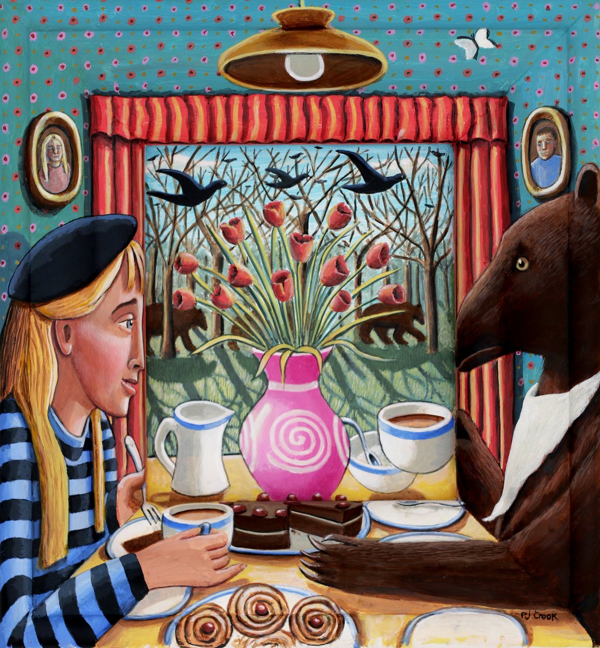 Thee met de beer, 2025 (getinte gesso) door PJ Crook