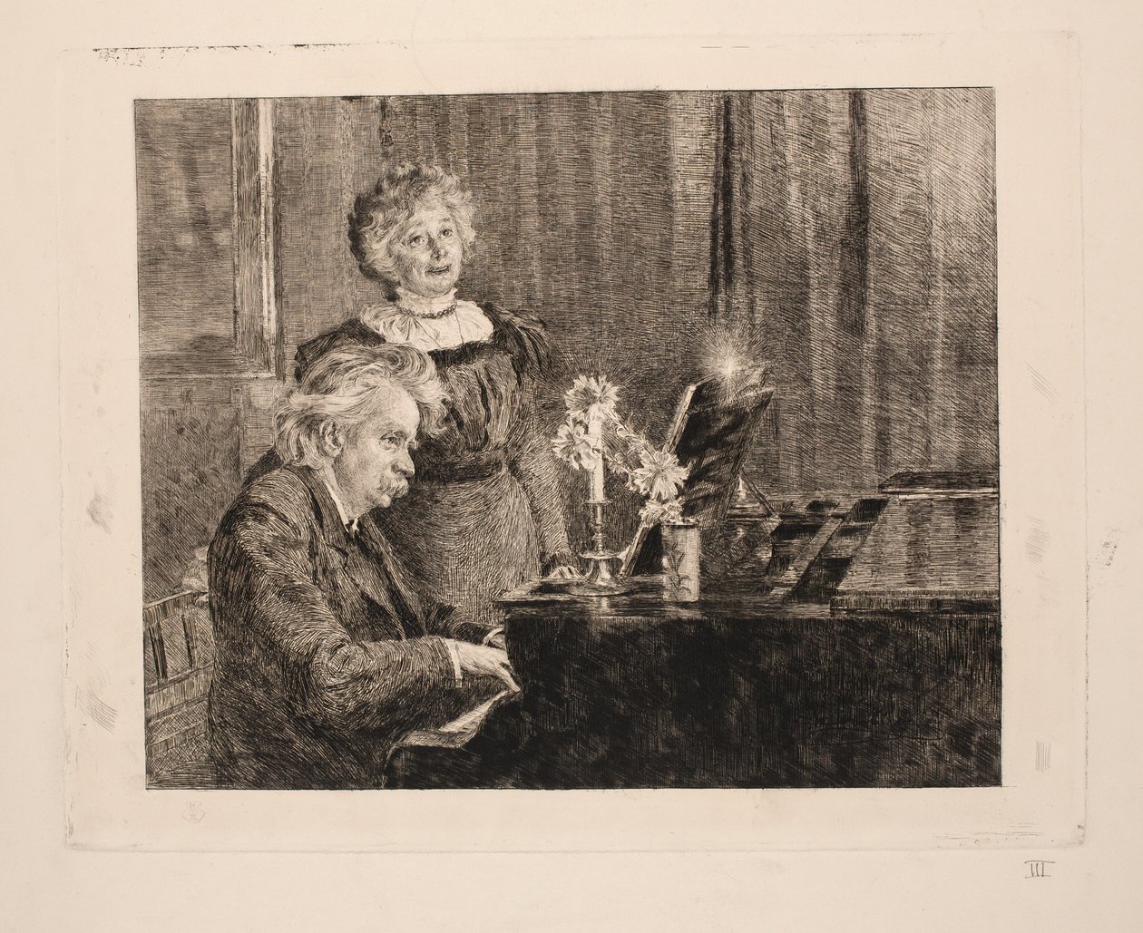 Edvard en Nina Grieg bij de piano door Peder Severin Krøyer