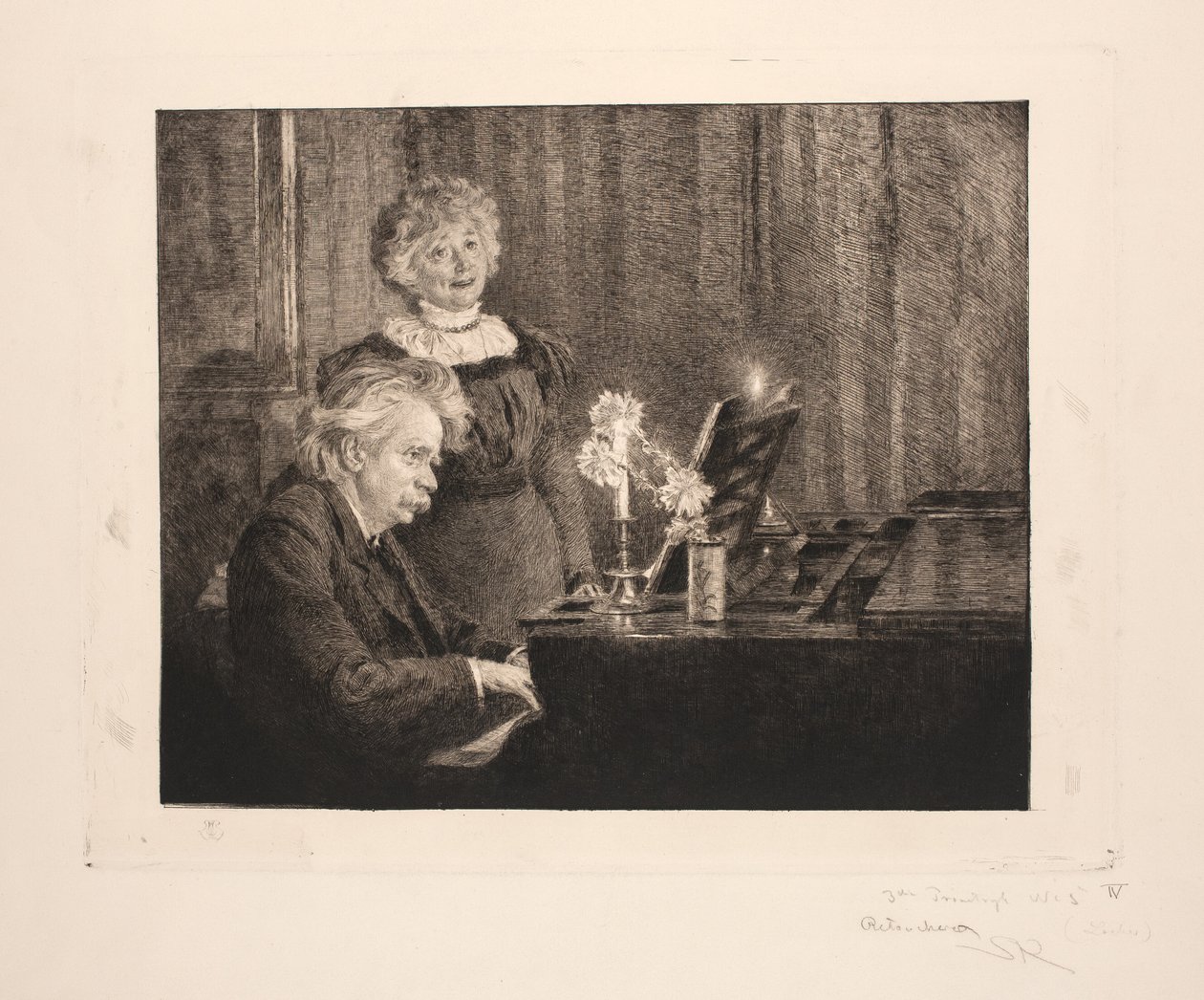 Edvard en Nina Grieg bij de piano door Peder Severin Krøyer