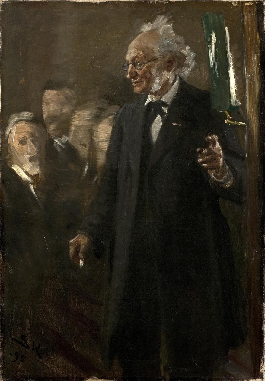 Professor in de zoölogie, Japetus Steenstrup geeft een lezing door Peder Severin Krøyer