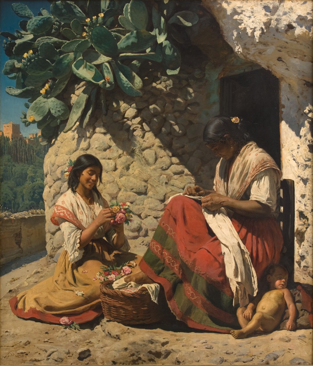 Twee zigeunervrouwen buiten hun huisje. Spanje door Peder Severin Krøyer