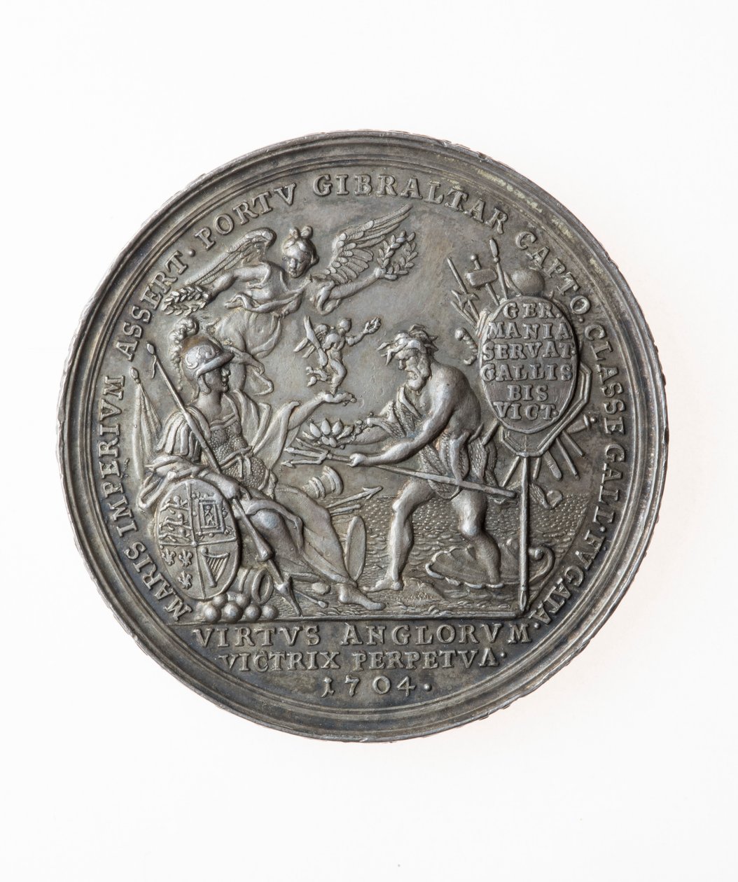 Medaille ter herdenking van Britse overwinningen, 1704 (zilver) door P. H. Muller