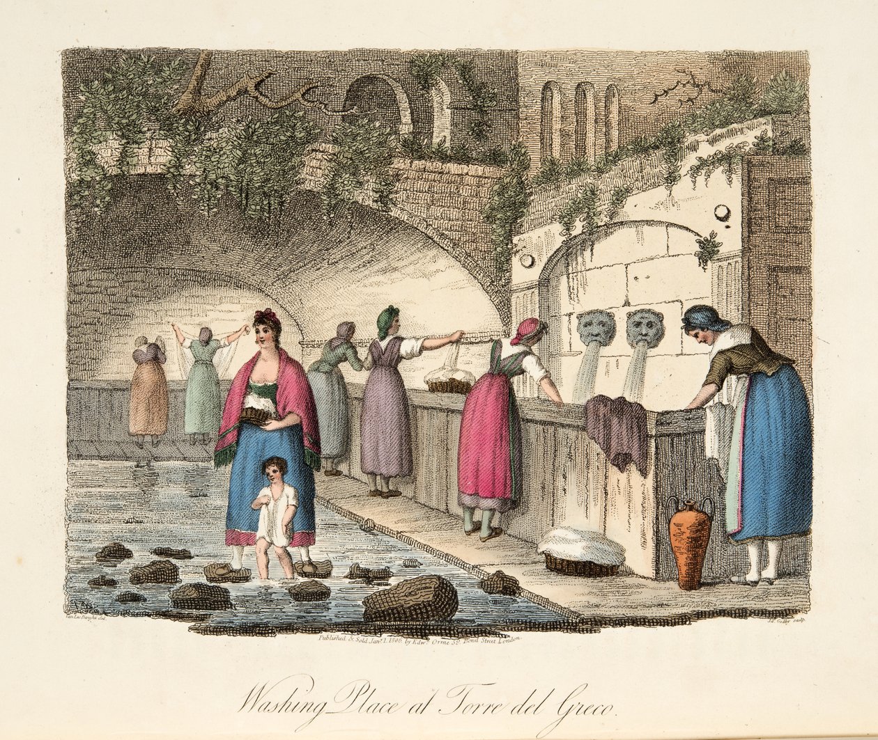 Wasplaats in Torre del Greco, uit Italiaanse Scenery, die de gewoonten, gebruiken en amusements van de verschillende staten van Italië vertegenwoordigt, uitgegeven in 1806 door P. van (after) Lerberghi