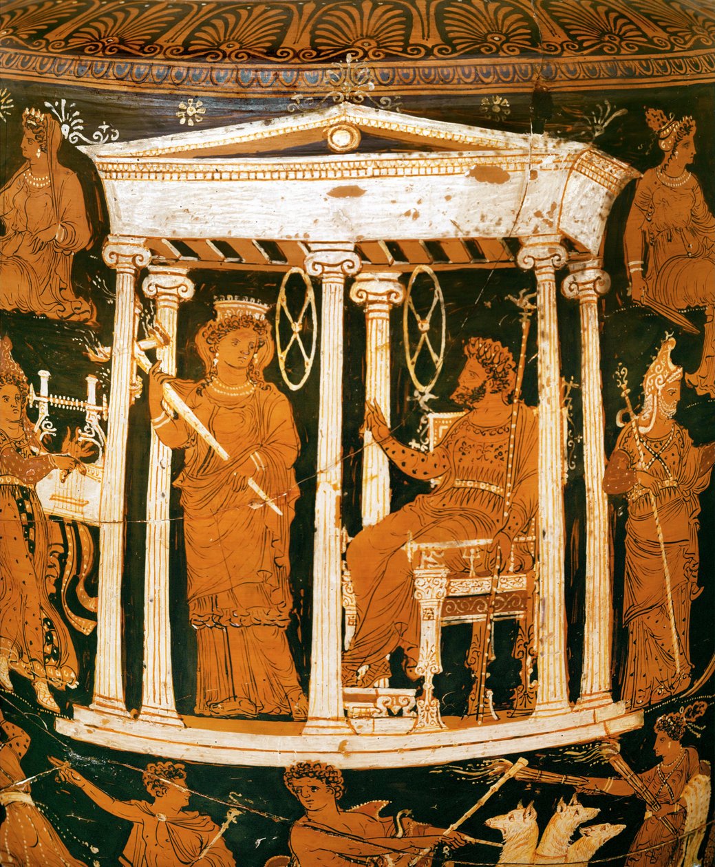 Hades en Persephone in hun paleis in de onderwereld (aardewerk) door Painter Underworld