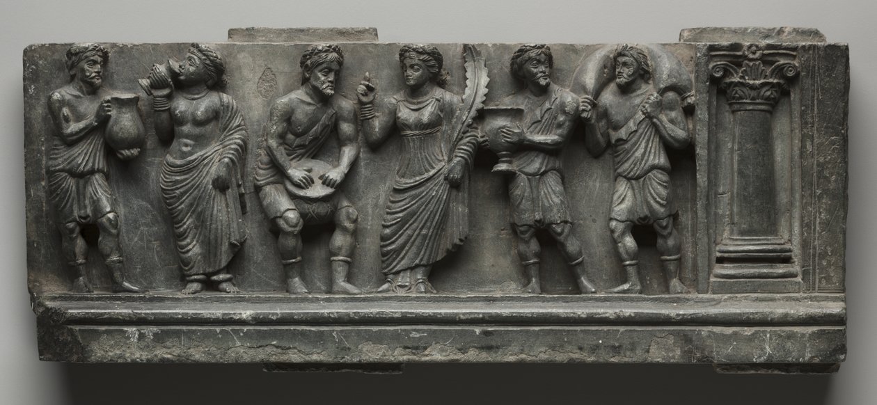 Bacchanaal reliëf, Pakistan, Gandhara, Buner gebied, vroege Kushan Periode (AD 1-320) door Pakistani School
