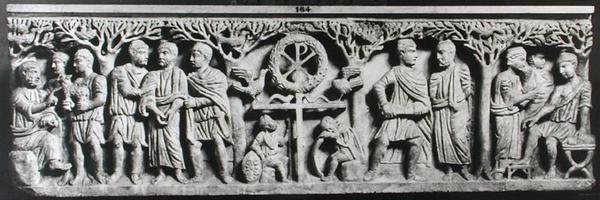 Christelijke sarcofaag, met scènes uit het leven van Christus (marmer) door Paleo Christian