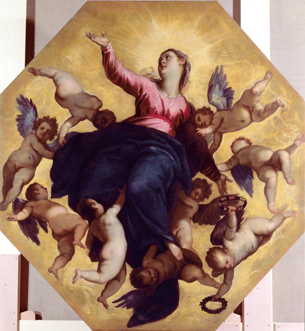 Madonna Gedragen door Engelen door Palma Il Giovane
